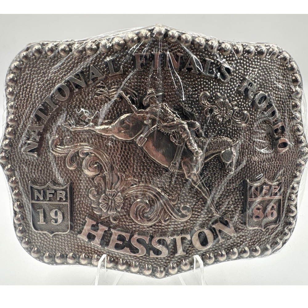Hesston National Finals Rodeo Belt Buckle 1986 Vintage NFR Commemorative Metal